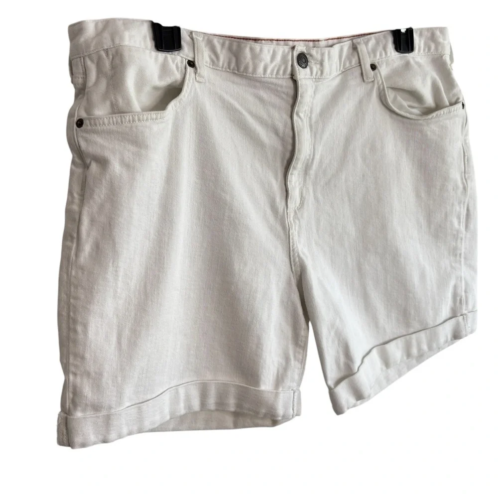 Eddie Bauer White Denim Boyfriend Shorts Plus Size 18 Stretch Denim Bermuda